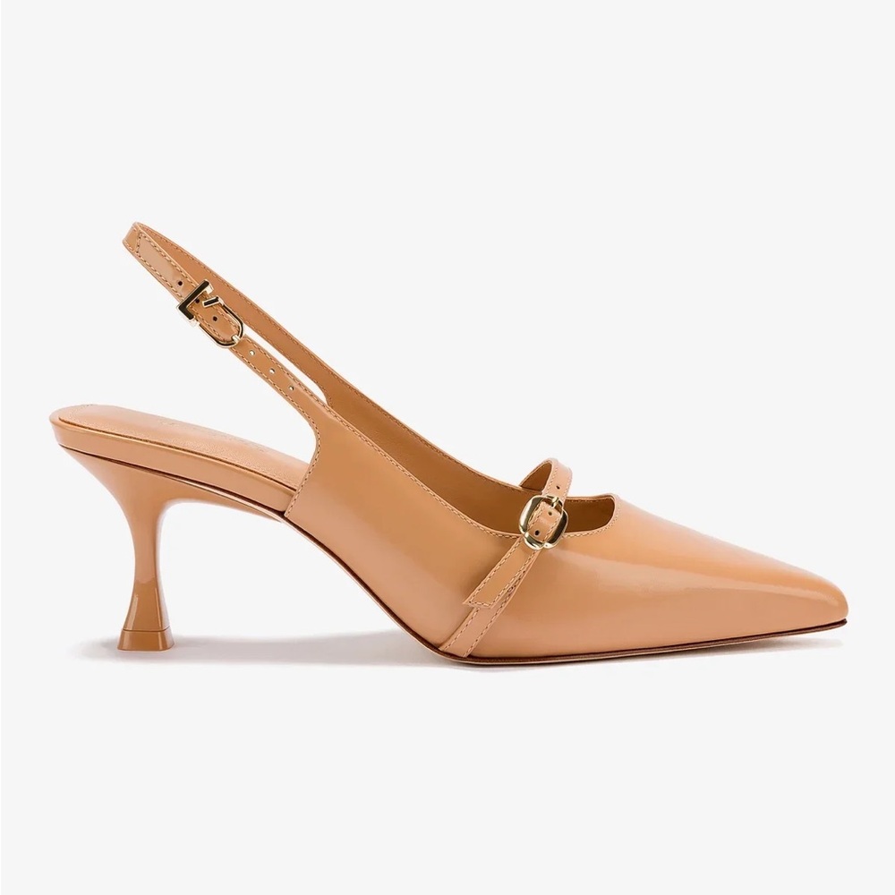 Larroude Ines Pump in Tan Leather - Brand New, Size 7